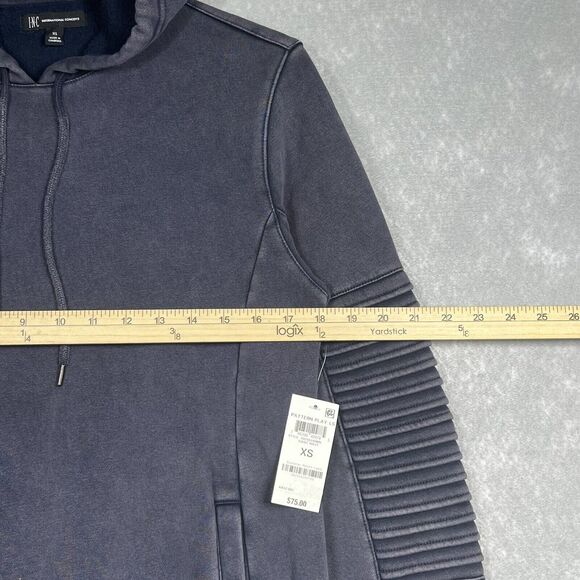 INC International Concepts Sweatshirt Men X-Small Gray Washed Long-Sleeve Hoodie - Picture 4 of 7